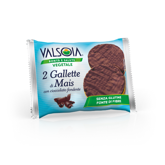 VALSOIA GALLETTE DI MAIS CON CIOCCOLATO FONDENTE 32GR (CONF.30) - (PREORDINE)