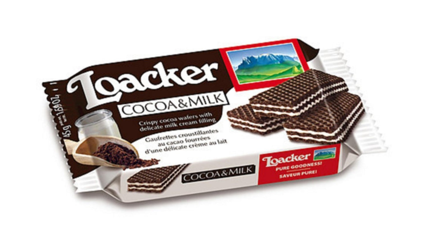 LOACKER CLASSIC COCOA & MILK 45GR (CONF.25) - (PREORDINE)